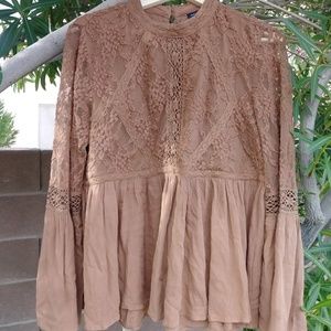 American Eagle Boho long sleeve bell sleeve top